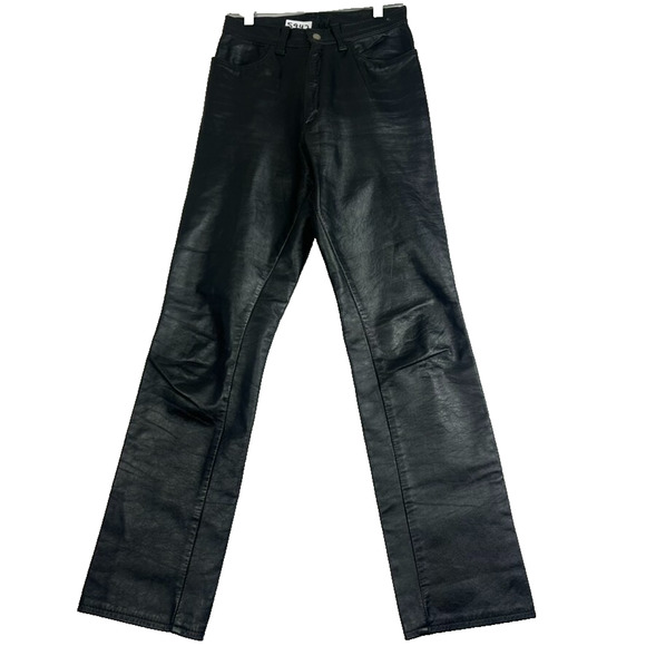Unbranded Pants - Pants Womens 26 Black Leather Straight Leg High Waisted Moto Rider